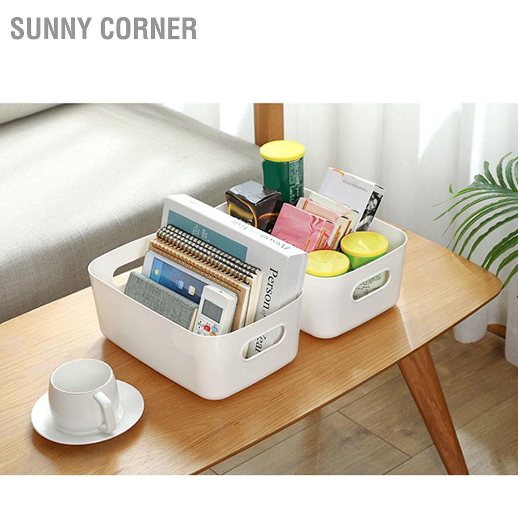 Sunny corner Có hàng sẵn Máy Tính Để Bàn Giỏ Đựng Đồ PP Mỹ Phẩm Kho Hộp Lặt Vặt Người Tổ Chức Có Tay Cầm Cho Hộ Gia Đình