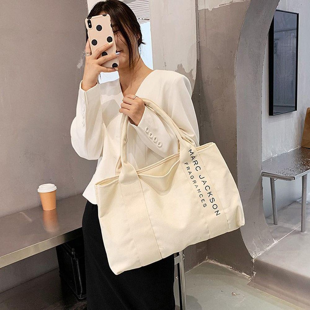 Túi Xách Canvas Sức Chứa Lớn In Chữ Thời Trang Đường Phố Cho Nữ