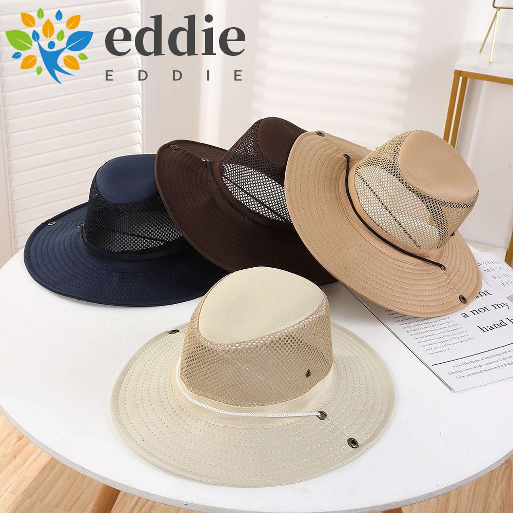 26EDIE Nón Tai Bèo Vành Rộng Màu Trơn Phối Lưới Thoáng Khí Thời Trang Cho Nam