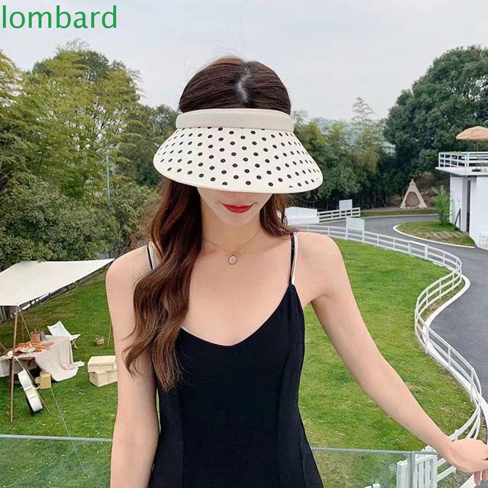 LOMBARD Mũ Lưỡi Trai Hở Chóp Chống Tia UV Họa Tiết Chấm Bi Thời Trang Cho Nữ