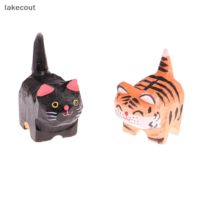 Tượng Mèo Hoạt Hình Nhỏ Bằng Gỗ Thủ Công Sáng Tạo Để Bàn Trang Trí
