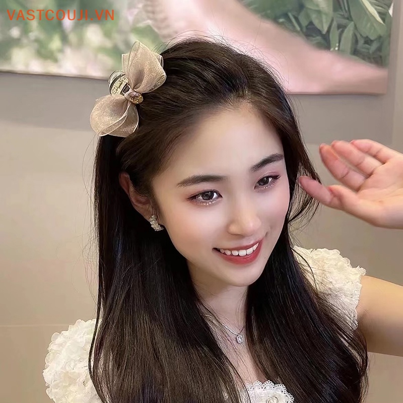 Kẹp Tóc Càng Cua Đính Đá Tua Rua Phong Cách Retro Đơn Giản Cho Nữ
