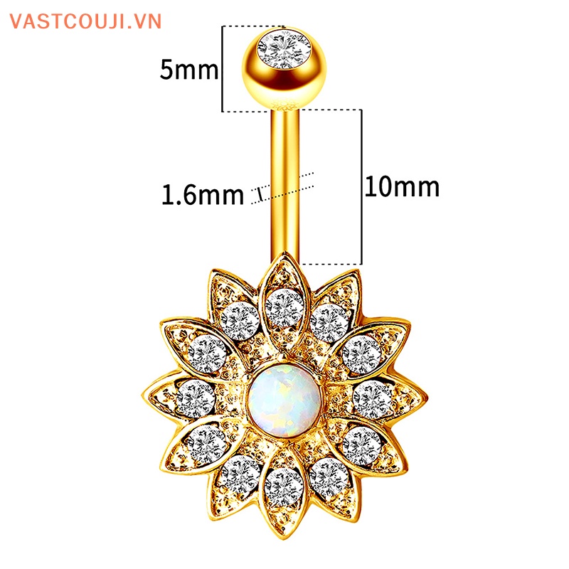 Khuyên Rốn Bằng Thép Không Gỉ Đính Đá Zircon Thời Trang Cho Nữ