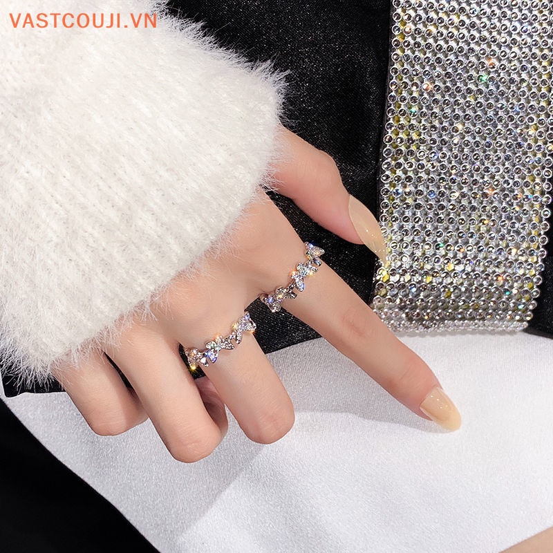 Nhẫn Hở Hình Bướm Đính Đá Zircon Phong Cách Gothic Thời Trang Tinh Tế Có Thể Điều Chỉnh Cho Nữ
