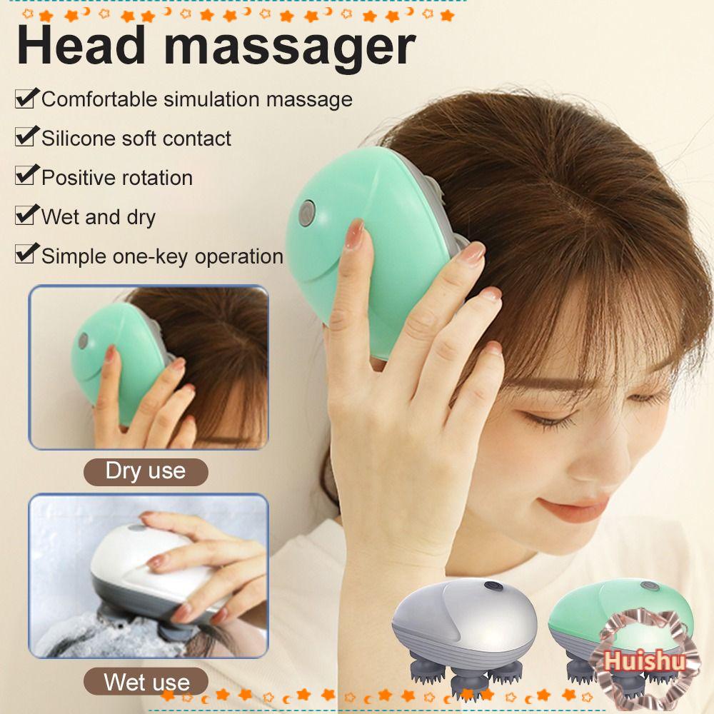 HS Máy Mát Xa Da Đầu 3 Bánh Răng Mini Bằng Nhựa Màu Bạc Giúp Thư Giãn Cho Nữ