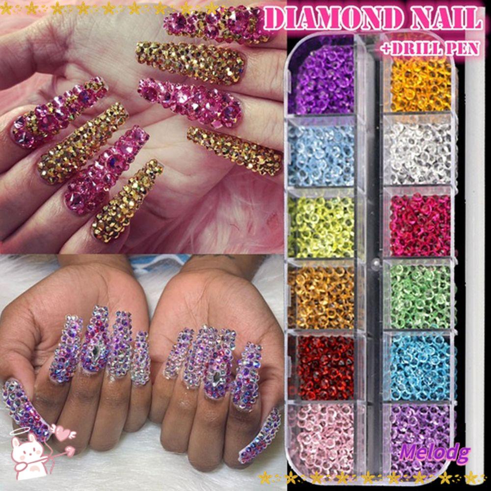 MELODG Set 12 Hộp Phụ Kiện Đính Trang Trí Móng Tay Nghệ Thuật