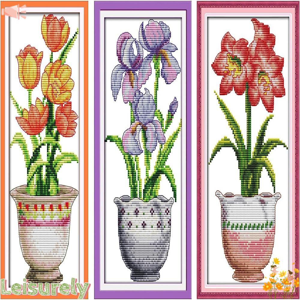 LEILY Bộ Tranh Thêu Chữ Thập 3 Sợi 11CT 7.5x15 inch Chất Lượng Cao