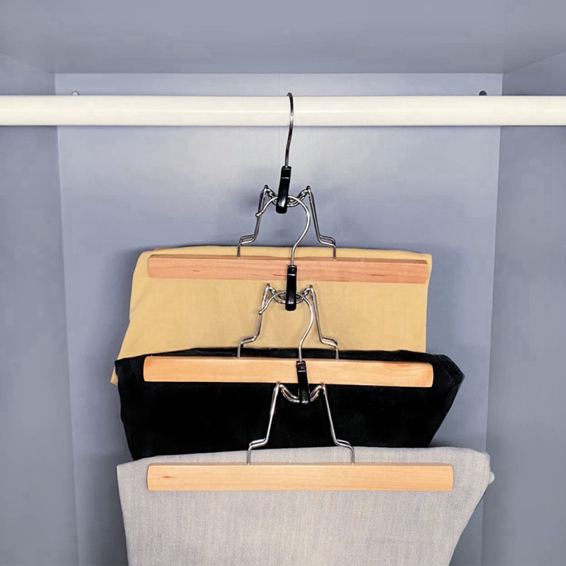 Bộ 8 Móc Treo Quần Áo Bằng Gỗ Chống Trượt Có Thể Xoay Được Tiện Dụng Cho Gia Đình