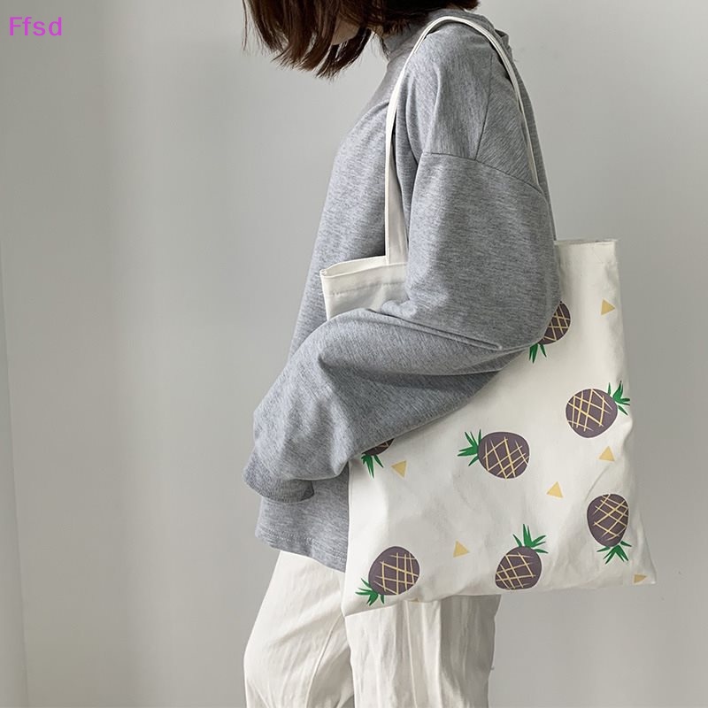 {Ffsd} Túi Đeo Vai Canvas Sức Chứa Lớn Phong Cách Harajuku Vintage Vui Nhộn Thời Trang Cho Nữ * Bán Chạy