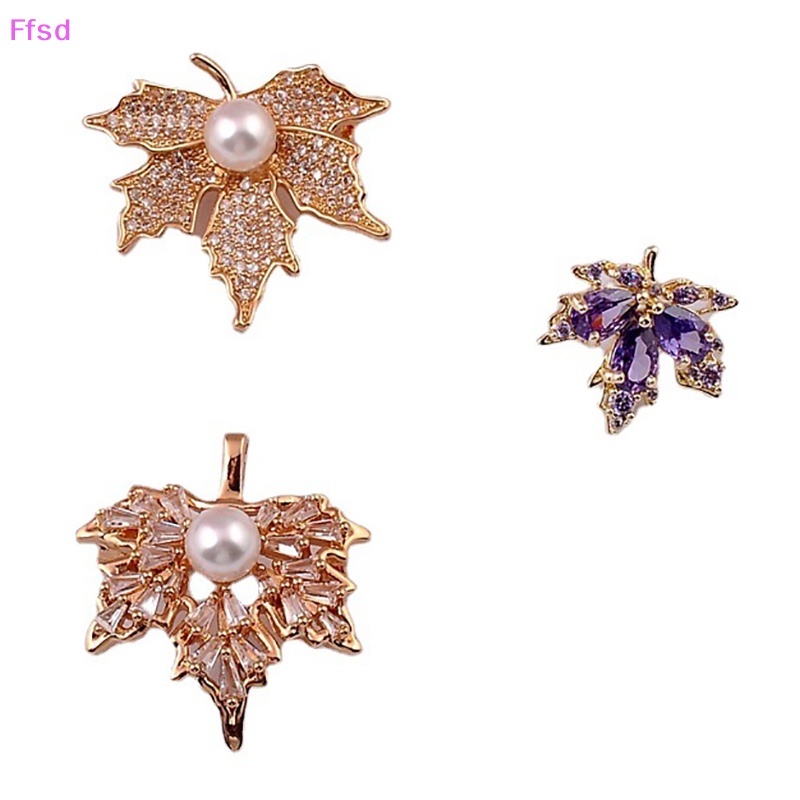 Ghim Cài Áo Hình Lá Phong Đính Ngọc Trai Thanh Lịch Thời Trang