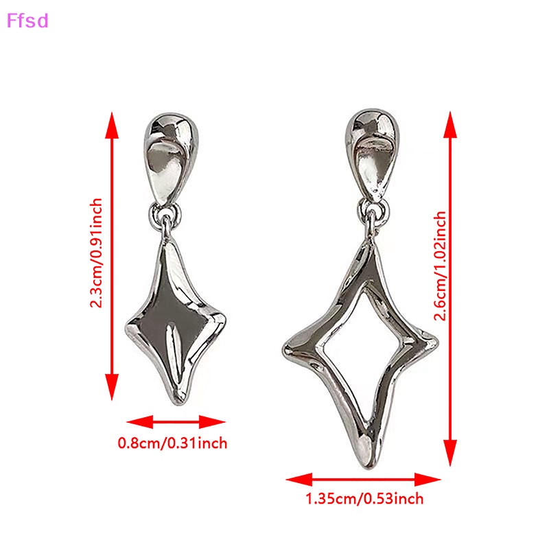{Ffsd} Khuyên Tai Bạc Hình Ngôi Sao Rỗng Không Đối Xứng Đơn Giản Cá Tính Thời Trang Cho Nữ * Bán Chạy