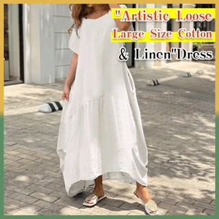 Đầm Maxi Chất Cotton Lanh Plus Size Thoải Mái Thời Trang Cho Nữ