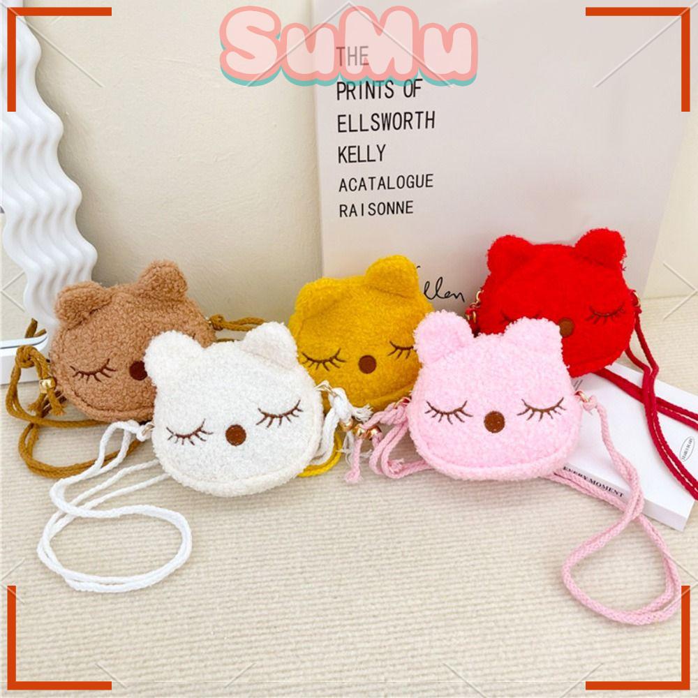 SUMU Túi Xách Đeo Vai Phủ Lông Mềm Thời Trang Mùa Đông Đáng Yêu Dành Cho Bé Gái