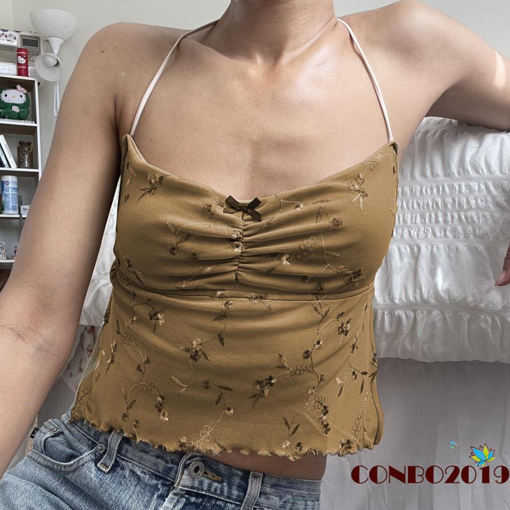 Áo Lửng Hai Dây Họa Tiết Hoa Thời Trang Mùa Hè Quyến Rũ Cho Nữ