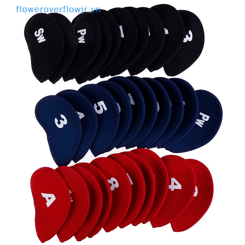 Set 10 Vỏ Bọc Bảo Vệ Đầu Gậy Đánh Golf Bằng Cao Su Tổng Hợp Neoprene Áo Khoác Thời Trang Trẻ Trung Cá Tính