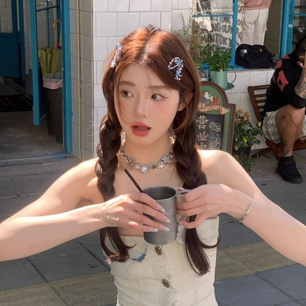 LOMBARD Kẹp Tóc Kim Loại Y2k Hình Ngôi Sao / Mặt Trăng Ngọt Ngào Cho Nữ