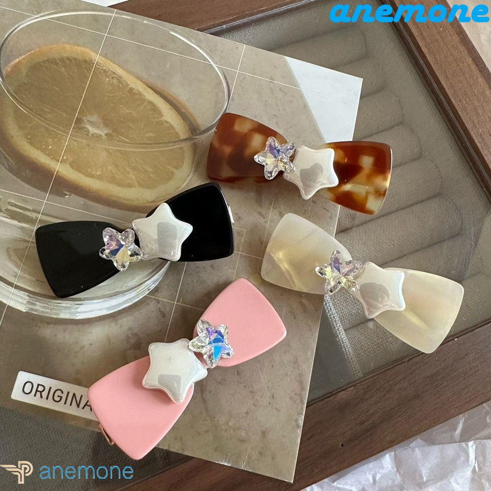 ANEMONE Kẹp Tóc Nơ Đính Đá Xinh Xắn Dành Cho Nữ