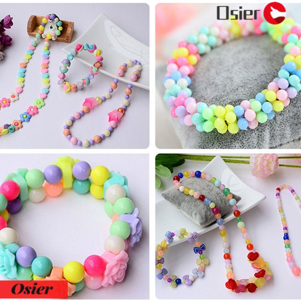 OSIER1 Bộ Hạt Nhựa Nhiều Màu Dùng Làm Trang Sức Thủ Công Cho Bé Gái