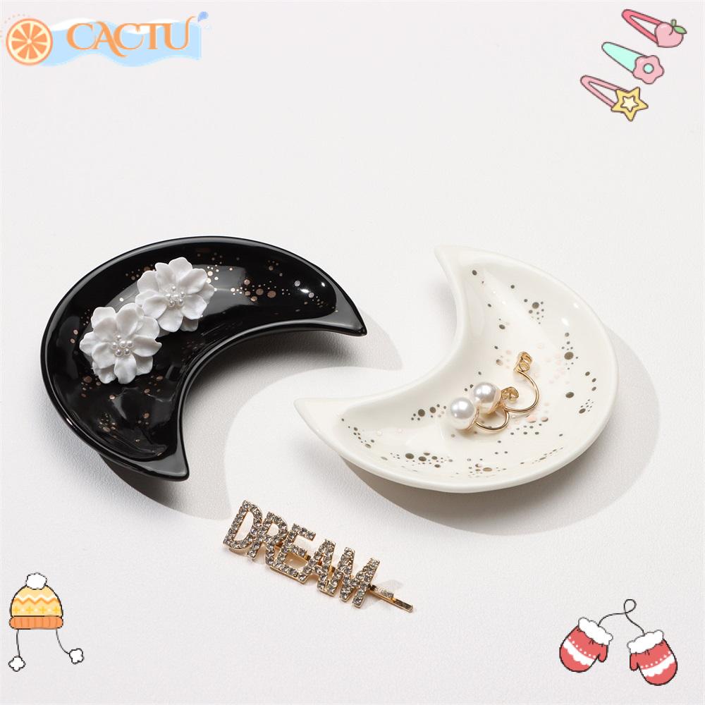 CACTU Đĩa Sứ Đựng Trang Sức Hình Mặt Trăng Độc Đáo