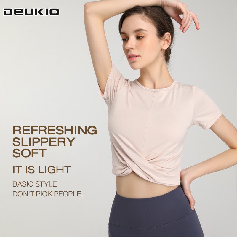 Deukio Áo Thun Thể Thao Tay Ngắn Thoáng Khí Nhanh Khô Thời Trang Mùa Hè Cho Nữ
