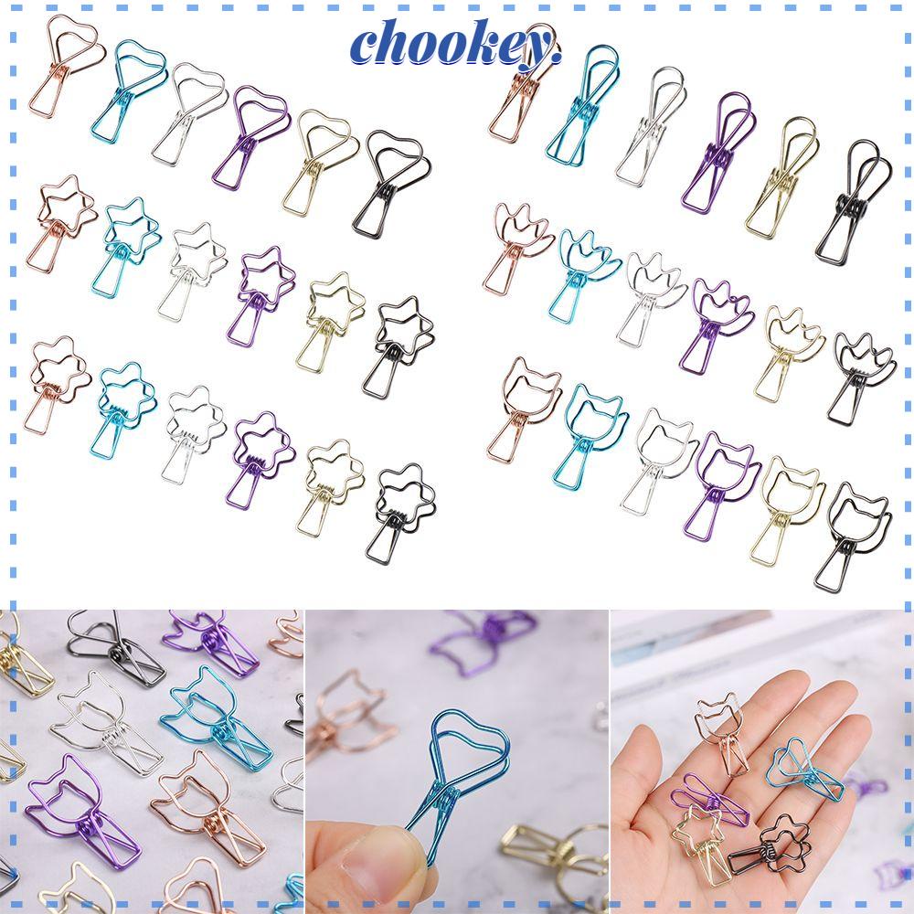 CHOOKEY Set 6 Kẹp Giấy Màu Sắc Trơn Thiết Kế Khoét Rỗng Dùng Trang Trí Sắp Xếp Gọn Gàng DIY