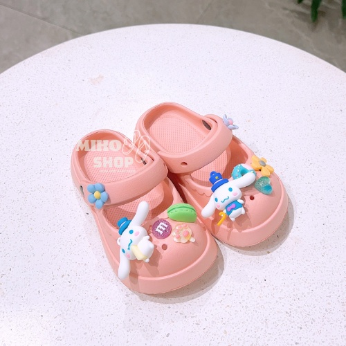Dép Sục Cho Bé Gắn Charm Cinnamoroll Siêu Đẹp Mềm Êm Chân Dép Quảng Châu Loại 1 Dép Mary Jane