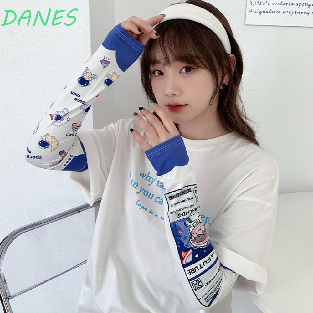DANES Ống Tay Áo Họa Tiết Hoạt Hình Dễ Thương Cho Nữ