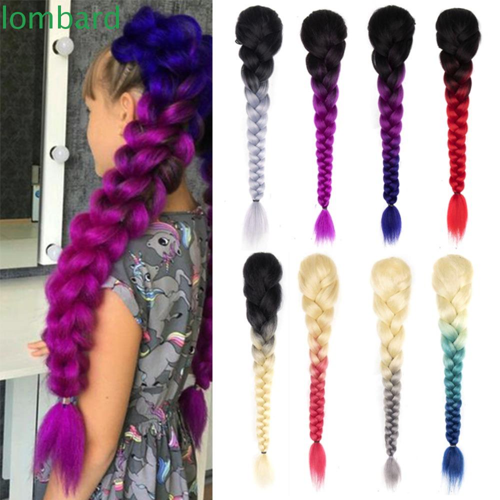 LOMBARD Dây Buộc Tóc Đuôi Ngựa Bằng Sợi Tổng Hợp Màu Gradient Dễ Phối Đồ DIY Cho Nữ