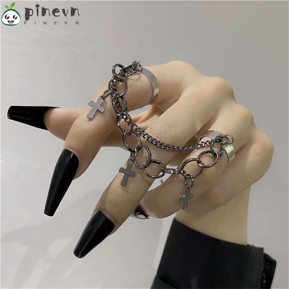 PINEVN Nhẫn Corss Nhiều Lớp Thời Trang Harajuku Punk