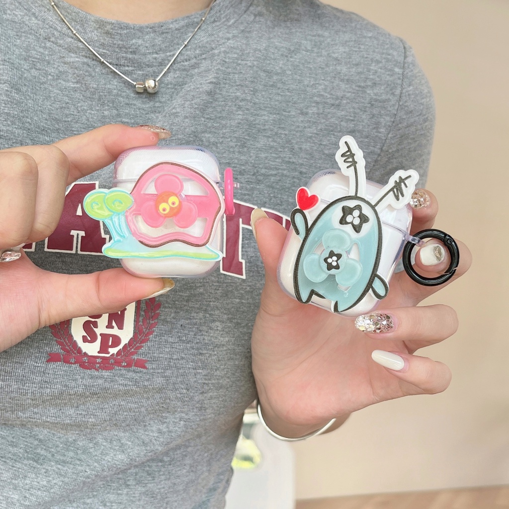 Vỏ Bảo Vệ Hộp Sạc Tai Nghe AirPods 1 2 pro2 2022 Gen3 Trong Suốt Họa Tiết Hoạt Hình 3D Kèm Móc Treo Tiện Dụng