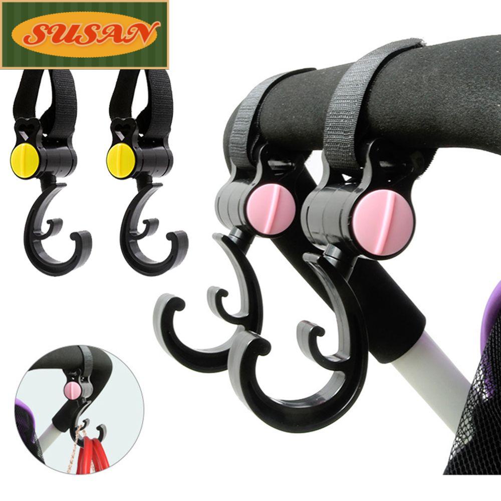 SUSANS Bộ 2 Móc Treo Đồ Xoay 360 Độ Gắn Xe Đẩy Em Bé Tiện Dụng