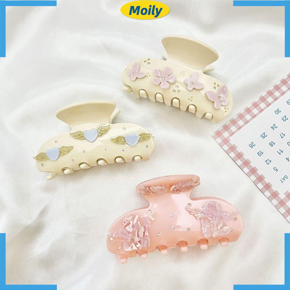 MOILYVN Kẹp Tóc Càng Cua Hình Trái Tim Đôi Cánh Axit Acetic