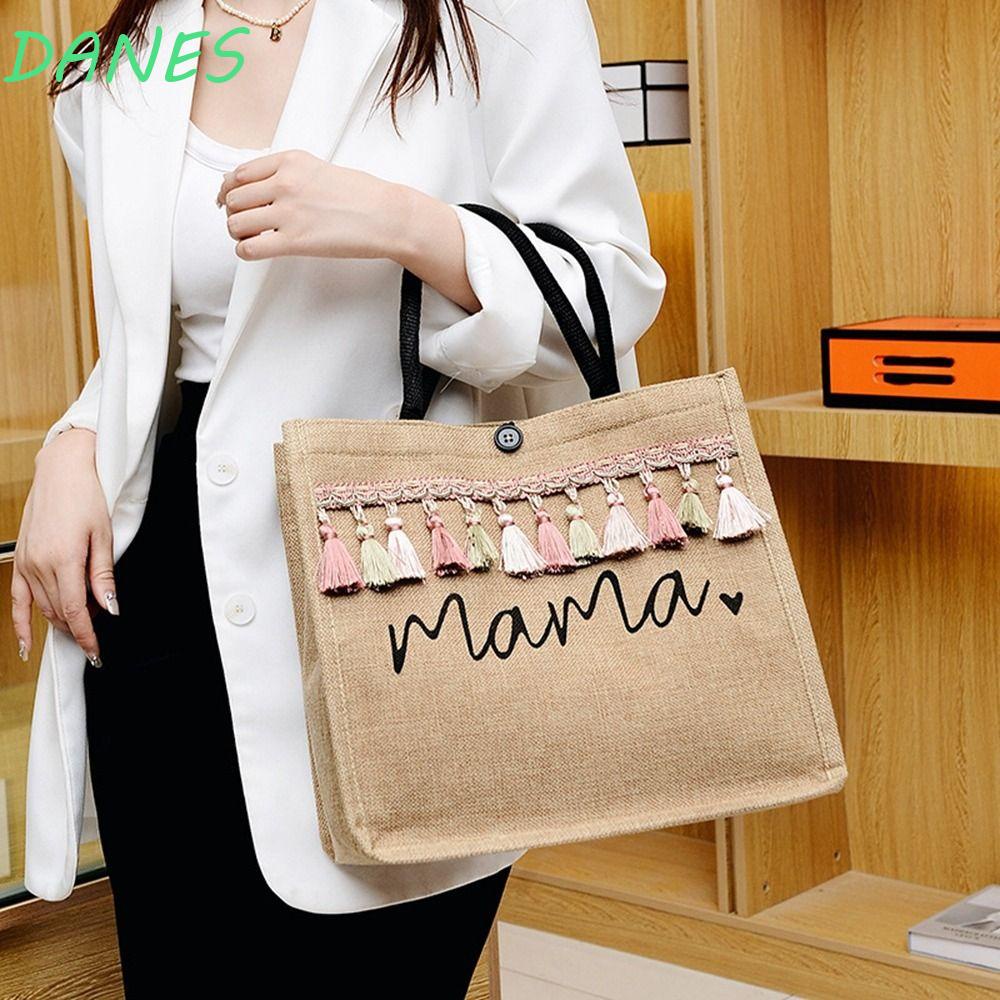 DANES Túi Xách Nữ Vải Lanh In Họa Tiết Thổ Cẩm Xinh Xắn