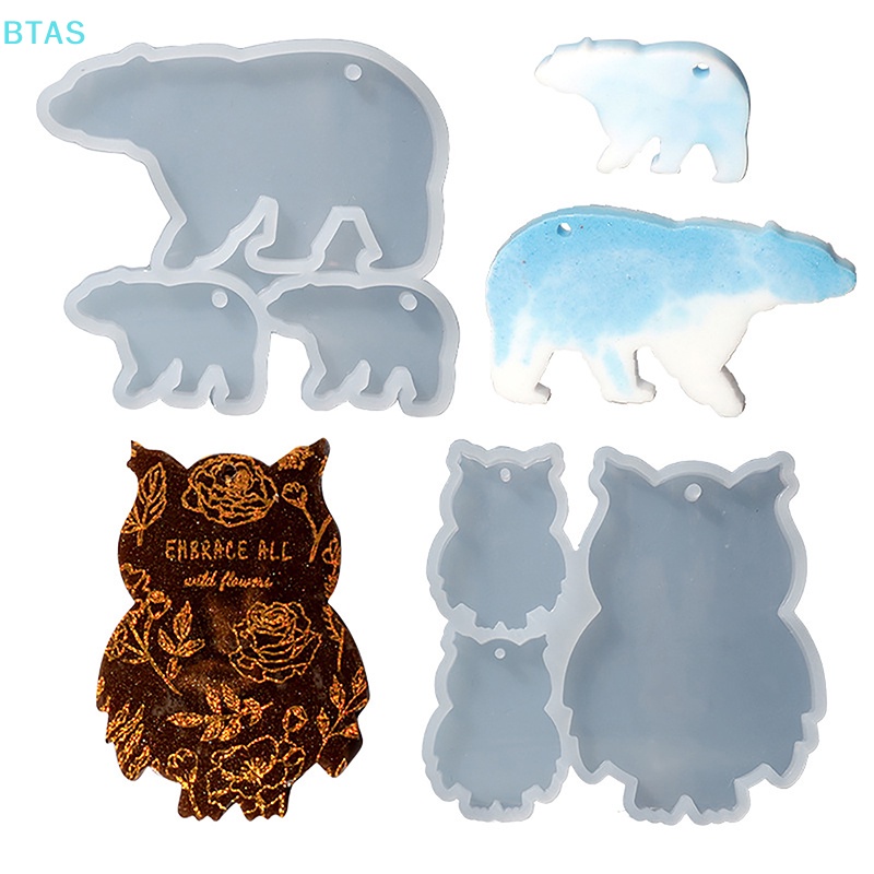 Khuôn Silicone Làm Mặt Dây Chuyền / Móc Khóa Hình Cú / Gấu Bằng Pha Lê DIY