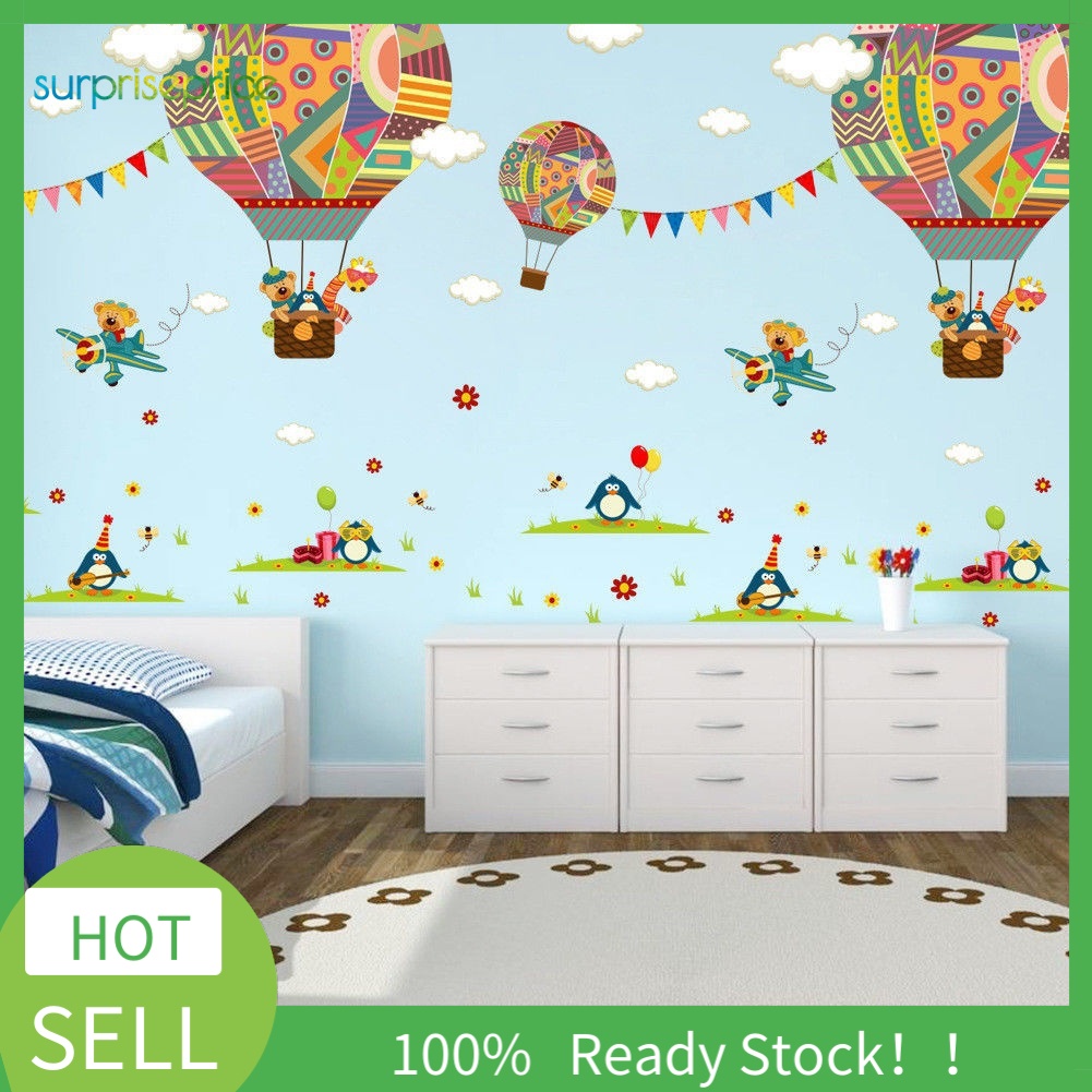 (Bất Ngờ) Miếng Dán Tường PVC Hình Khinh Khí Cầu Hoạt Hình Dễ Thương Trang Trí Phòng Trẻ Em