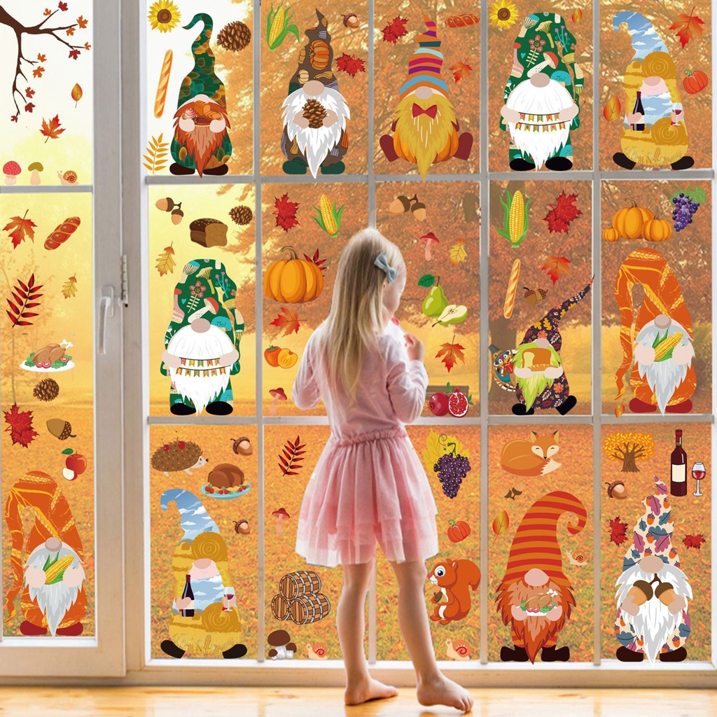 Set 9 Miếng Dán Cửa Kính Bằng PVC Hình Lá Phong Có Thể Tái Sử Dụng