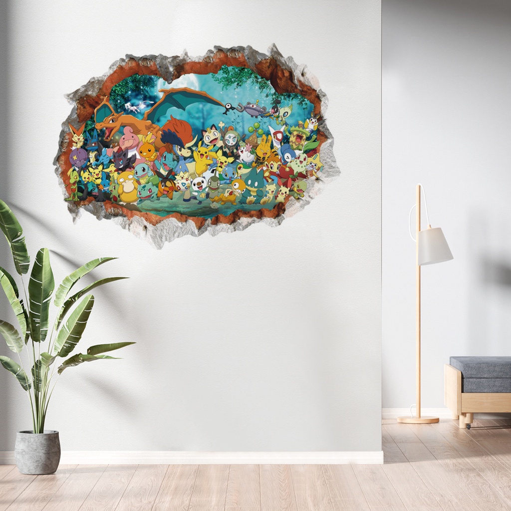 Miếng Dán Tường Bằng PVC Họa Tiết Hoạt Hình 3D Cỡ Lớn Chống Thấm Nước Có Thể Tháo Rời Trang Trí Nhà Cửa