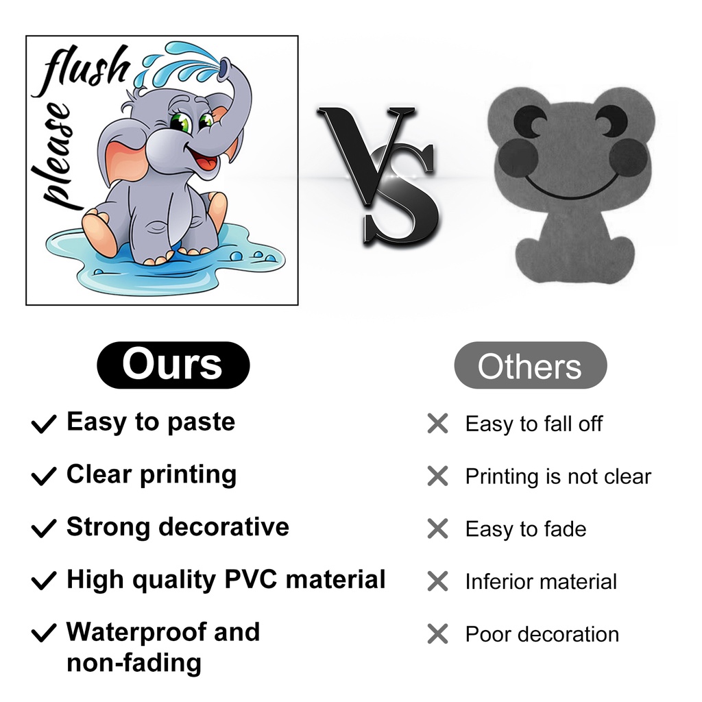 Miếng Dán Trang Trí Toilet Họa Tiết Chú Voi Hoạt Hình Tự Dính Chống Thấm Nước