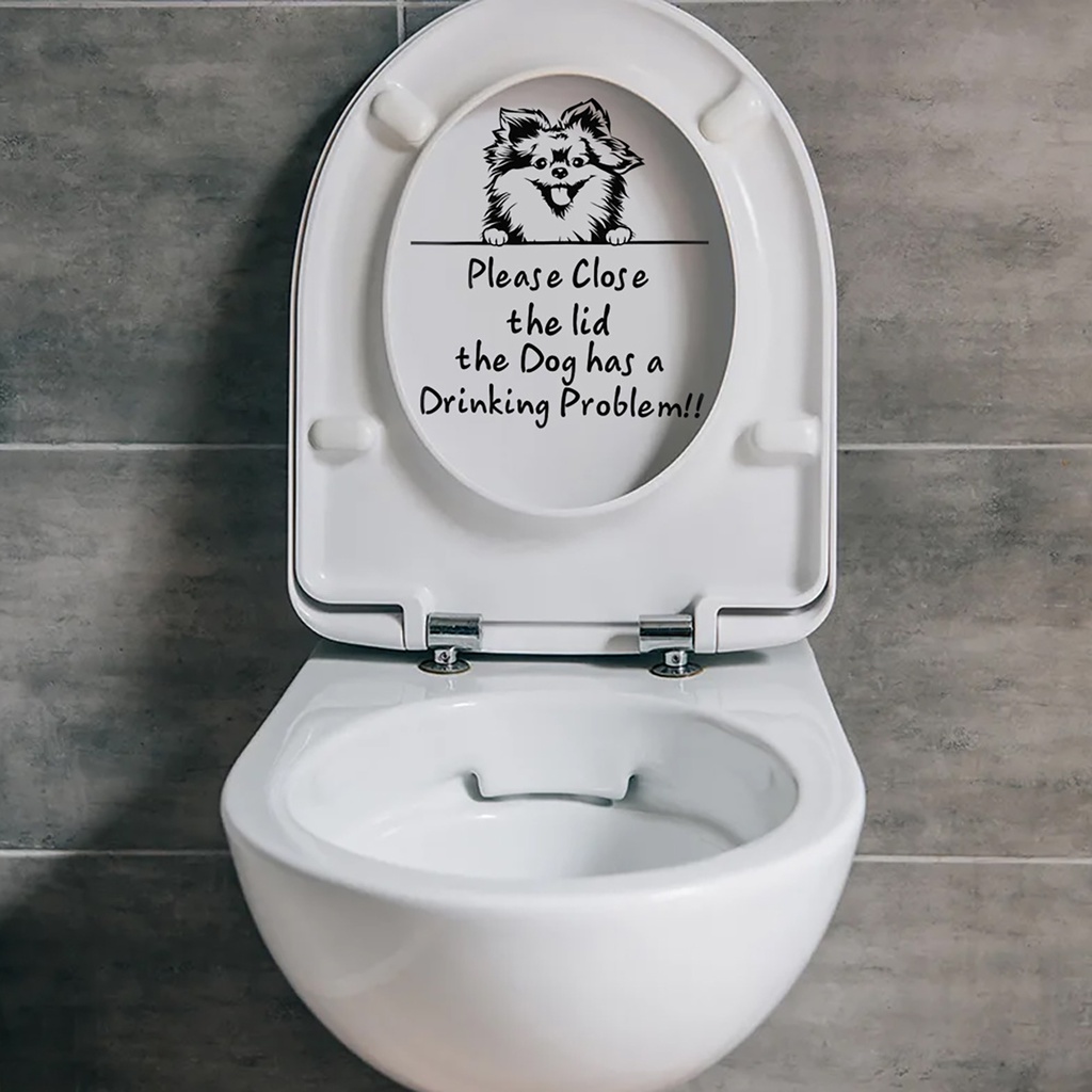 Miếng Dán Trang Trí Toilet Chống Thấm Nước Hình Chú Chó Dễ Tháo Rời Tiện Dụng