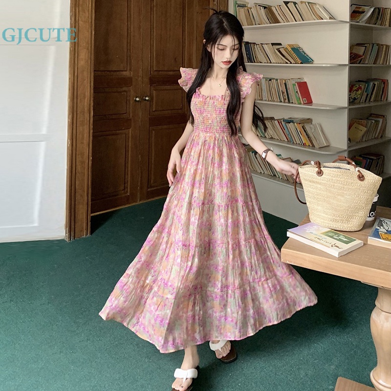 Đầm Dáng Chữ A Tay Loe Dài In Hoa Thời Trang Mùa Hè Cho Bạn Gái