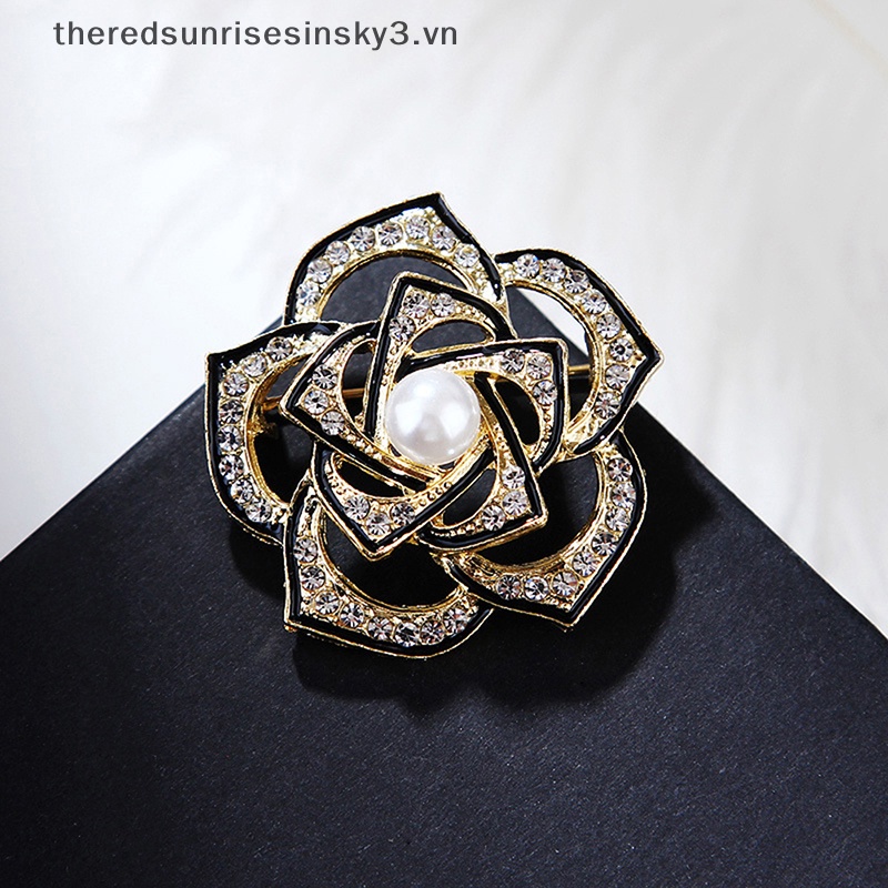 Ghim Cài Áo Hình Hoa Trà Đính Ngọc Trai Thời Trang Cho Nữ