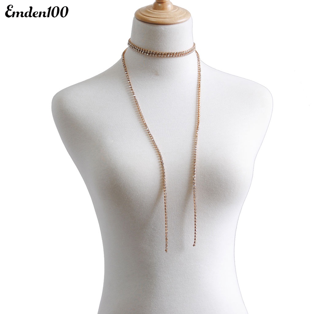 Vòng Cổ Choker Dáng Dài Đính Đá Thời Trang Cá Tính
