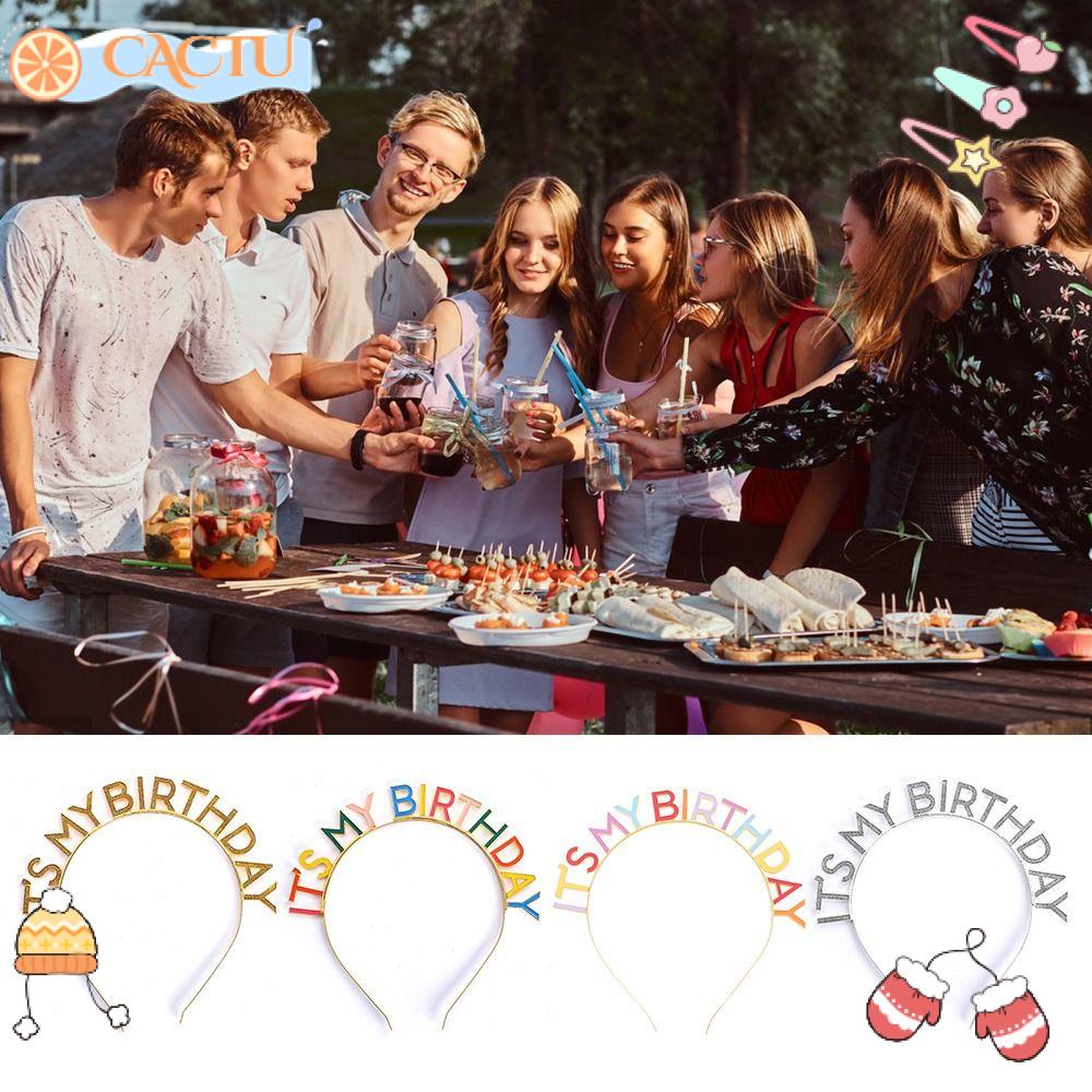 CACTU Băng Đô Cài Tóc Màu Sắc Cầu Vồng In Chữ Tinh Tế Thời Trang Cho Nữ