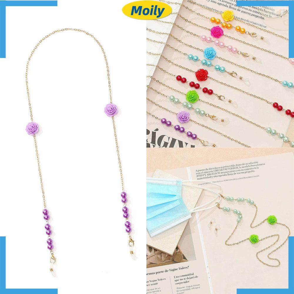 MOILYVN Dây Xích Kim Loại Đính Ngọc Trai Mở Rộng Mắt Kính Thời Trang