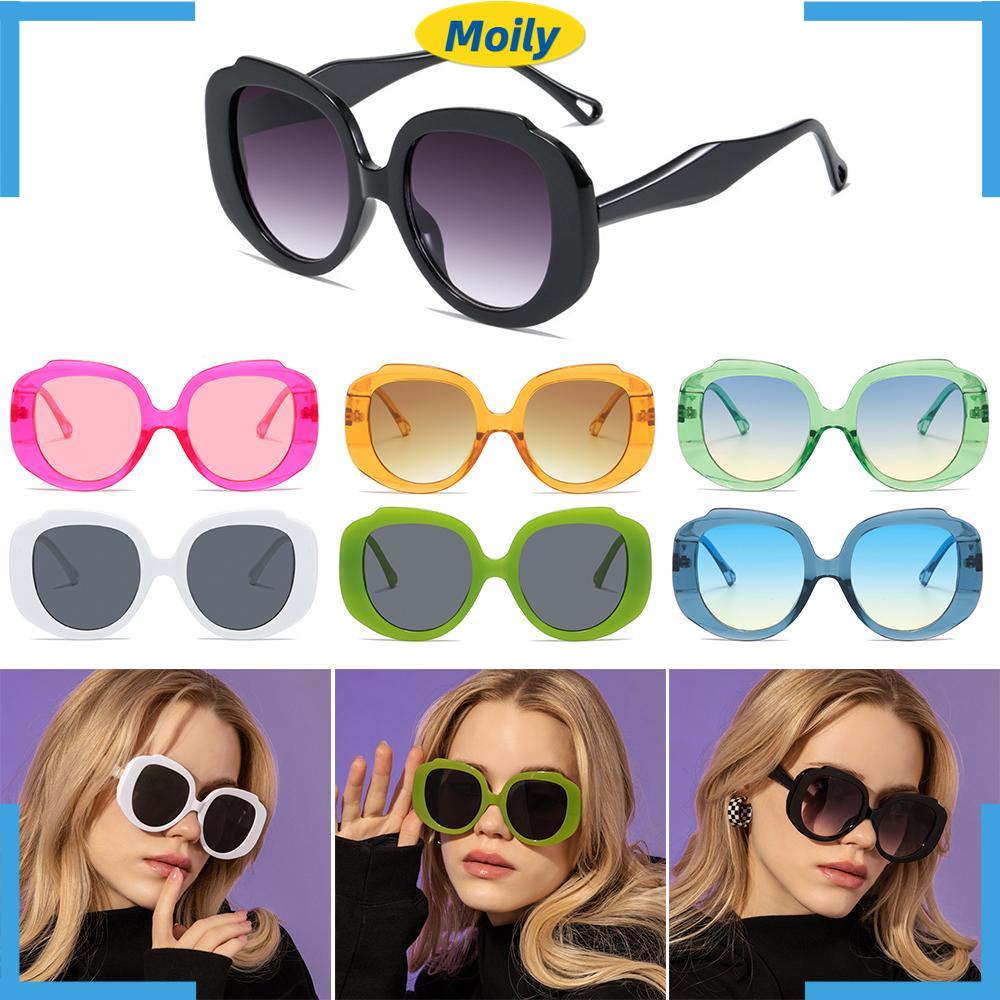 MOILYVN Kính Mát Nữ Oversized Gọng Tròn Màu Hồng