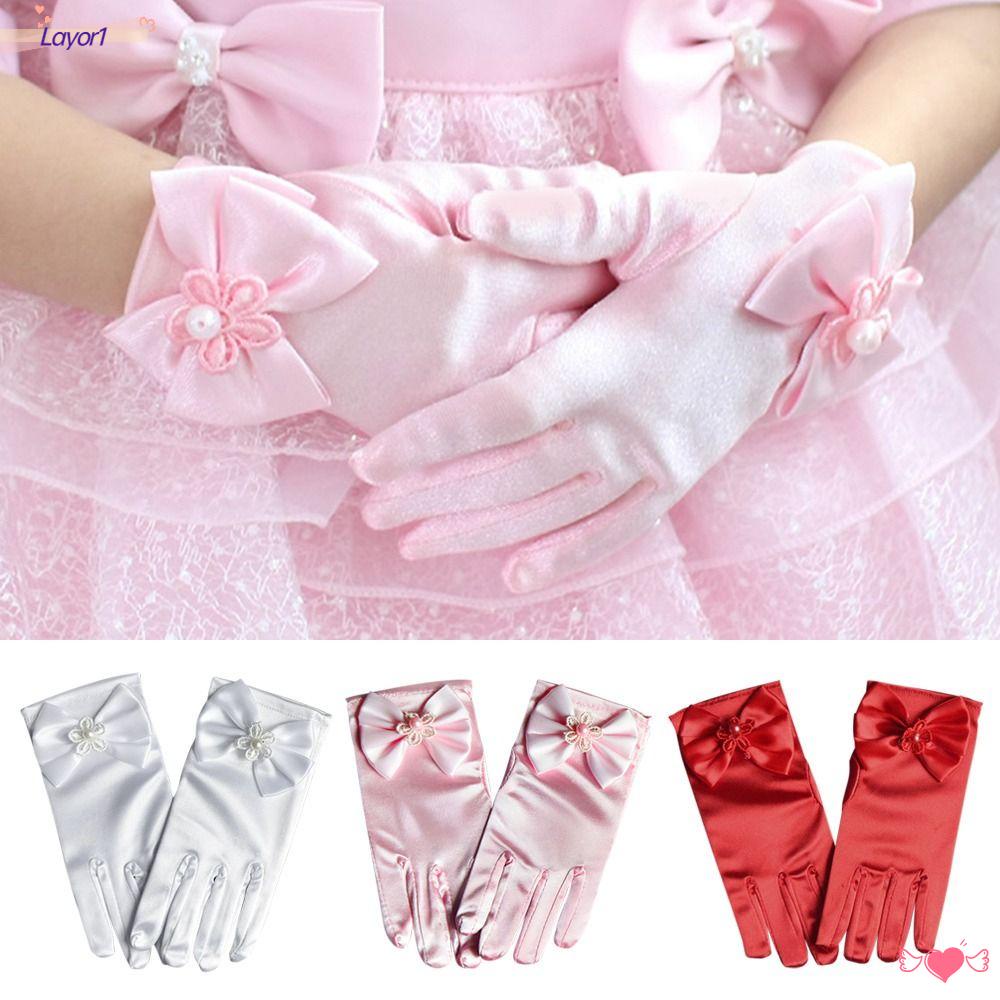 LAYOR1 Găng Tay Công Chúa Đính Nơ Xinh Xắn Cho Bé Gái