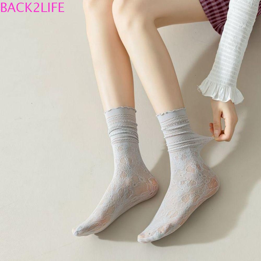 BACK2LIFE Đôi Vớ Ren Thoáng Khí Thấm Hút Mồ Hôi Thời Trang Cho Nữ
