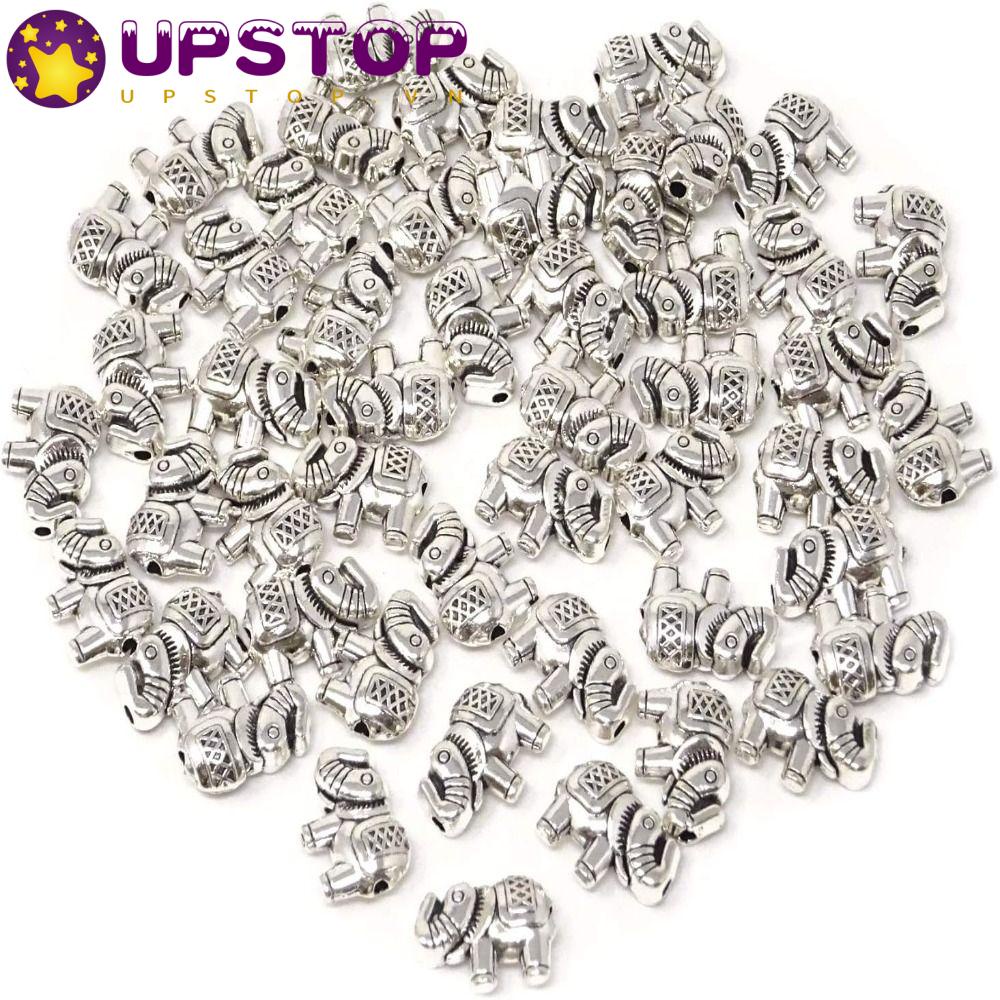 UPSTOPVN Bộ 100 Hạt Xỏ Lỗ Hình Voi 8x12mm Bằng Kim Loại