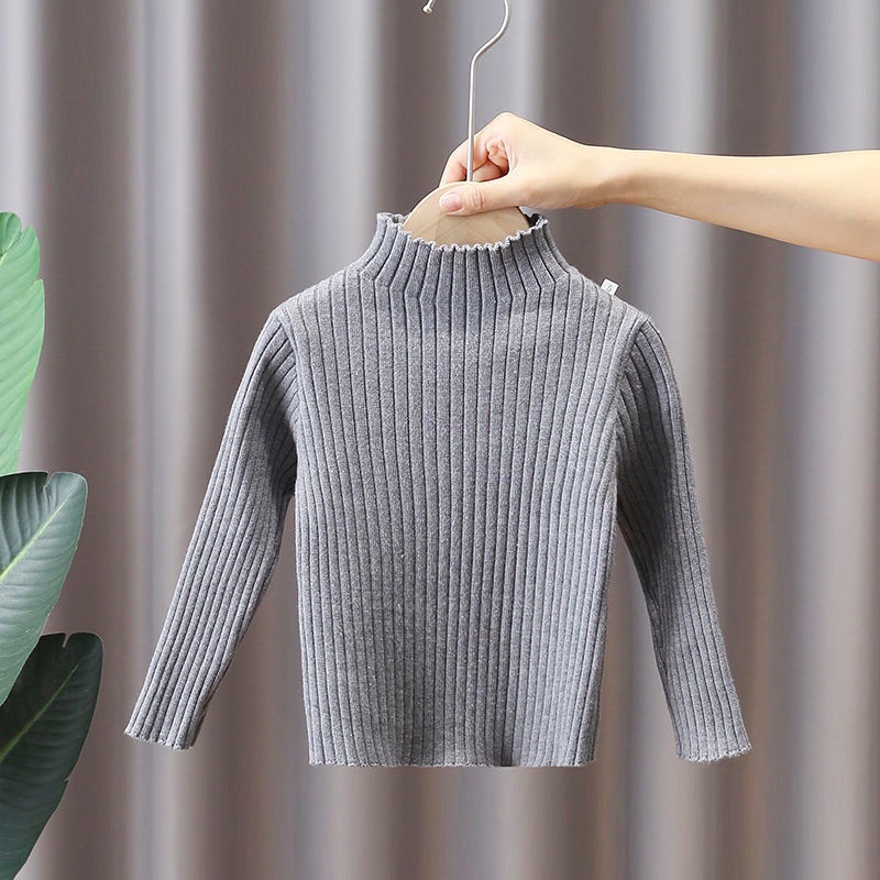Áo Sweater Cổ Cao Màu Sắc Đơn Giản Thời Trang Xuân Thu Cho Bé