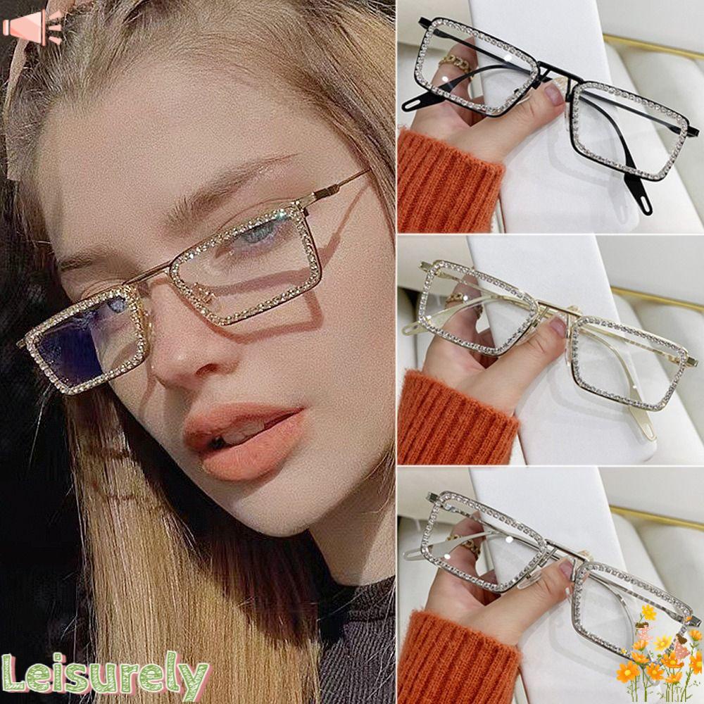 LEILY Kính Mát Gọng Vuông Đính Đá Thời Trang Cho Nam